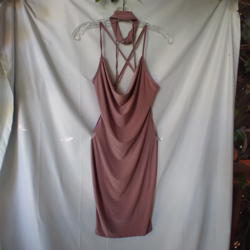 January 7 Dress Womens Size S Blush Rose Color Spaghetti Strap Open Back